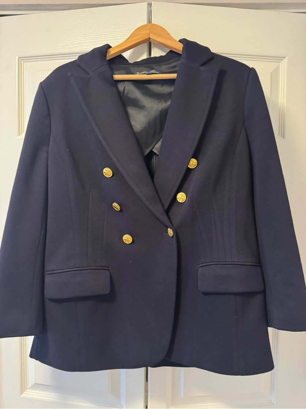 Brooks Brothers Navy Double-Breasted Women's Blazer with Gold Buttons